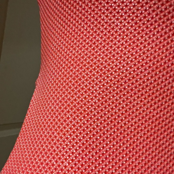 Coral, textured midi dress with cut out back. - Picture 5 of 6